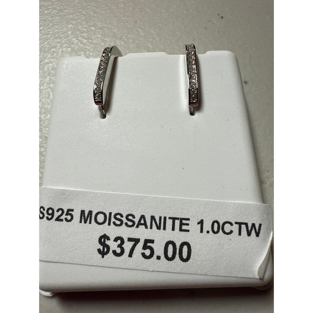 1CTW moissanite sterling silver huggy hoops